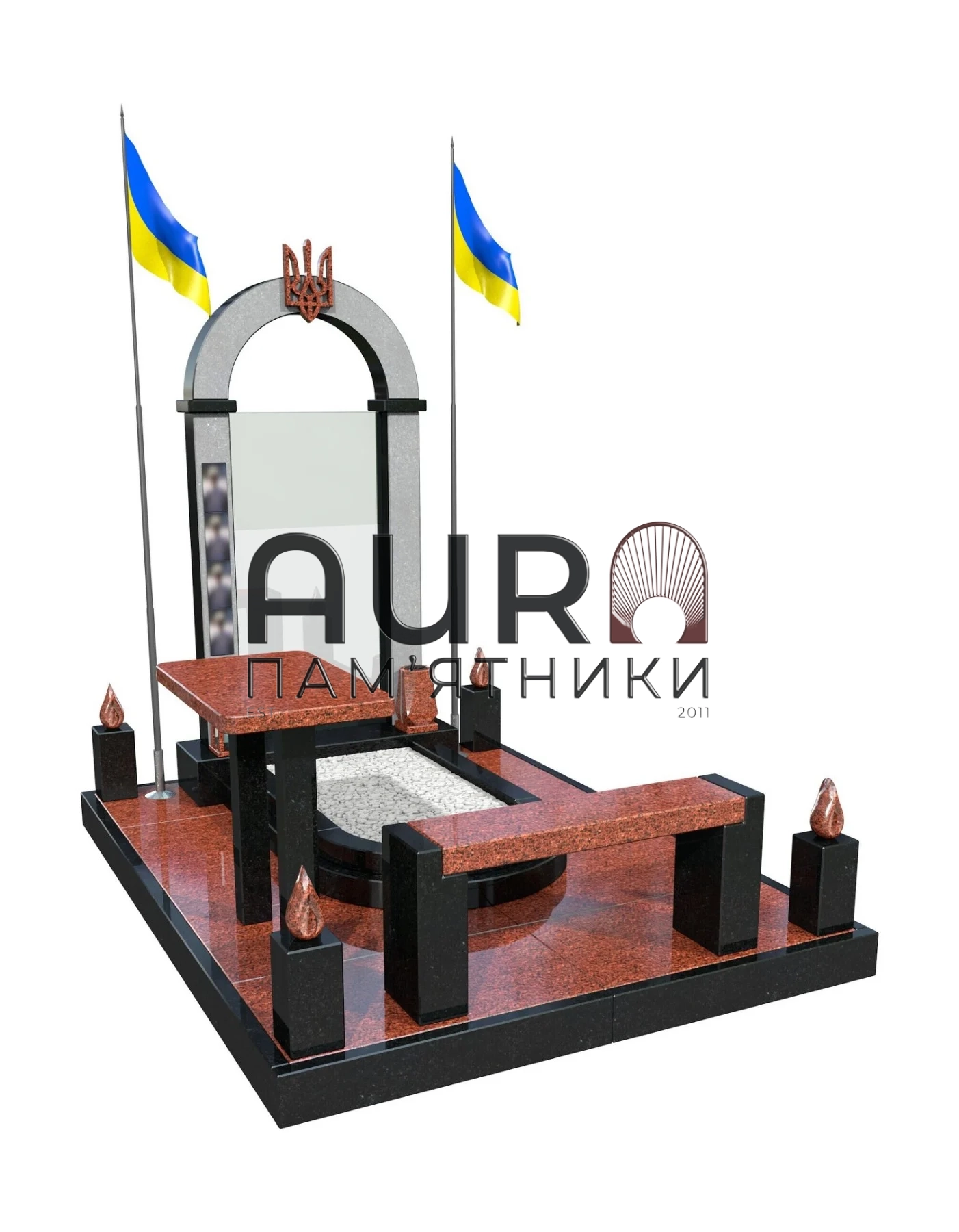 016 Пам’ятник арка в червоно-чорному кольорі