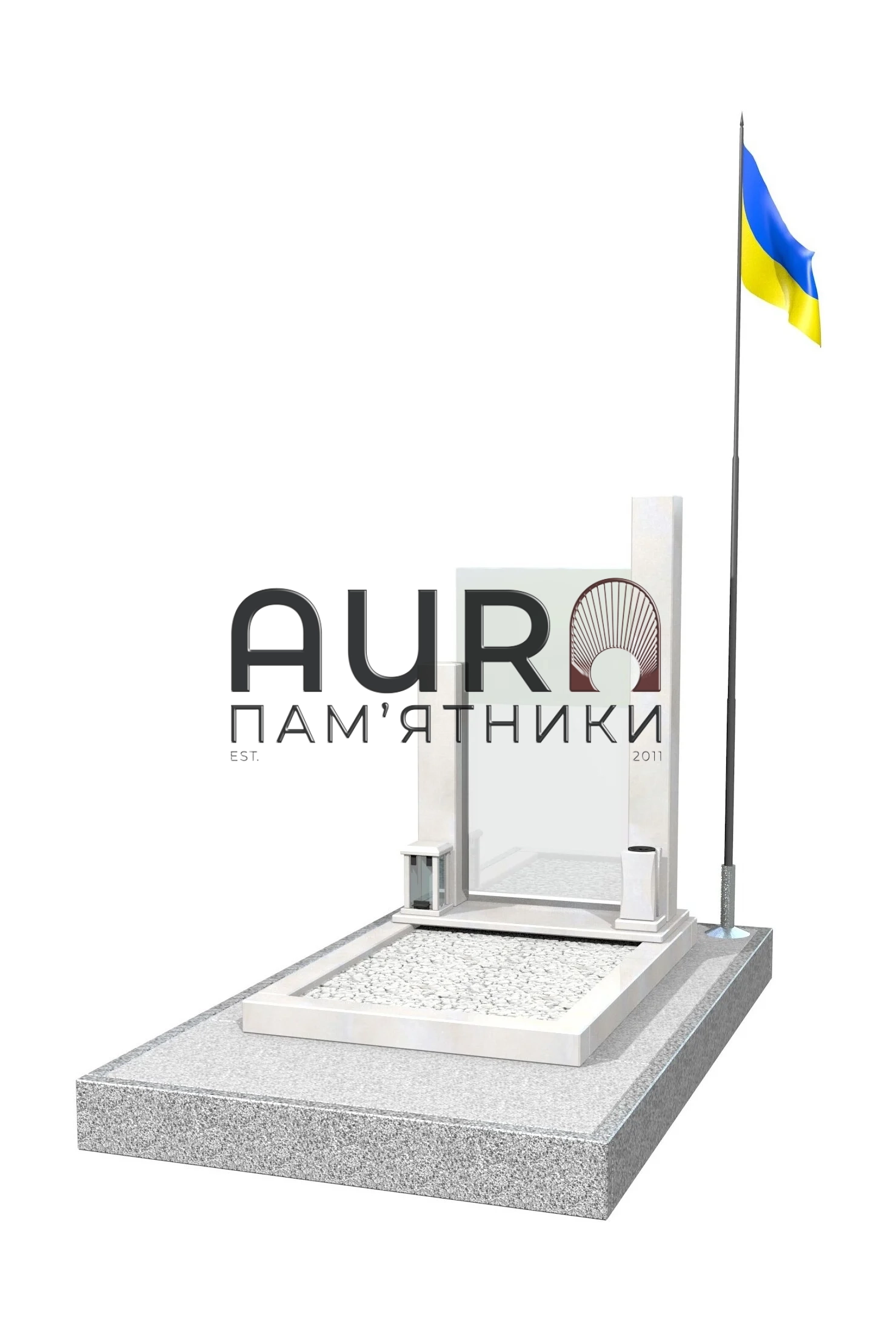031 Білий пам’ятник з фотосклом для військового
